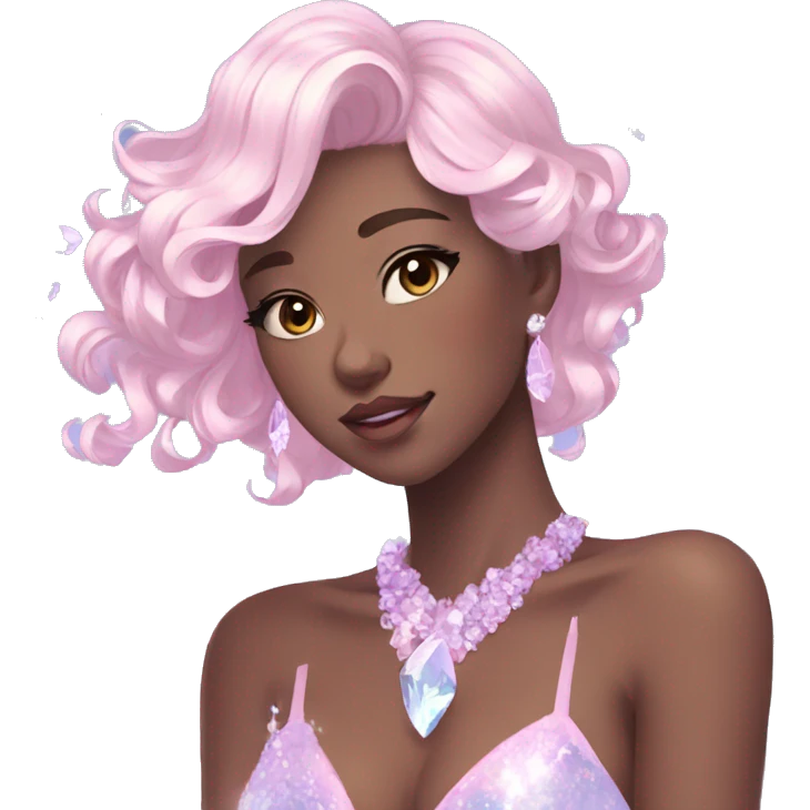 Gorgeous Beautiful Anime-Pastel-Lady with crystals aesthetic emoji