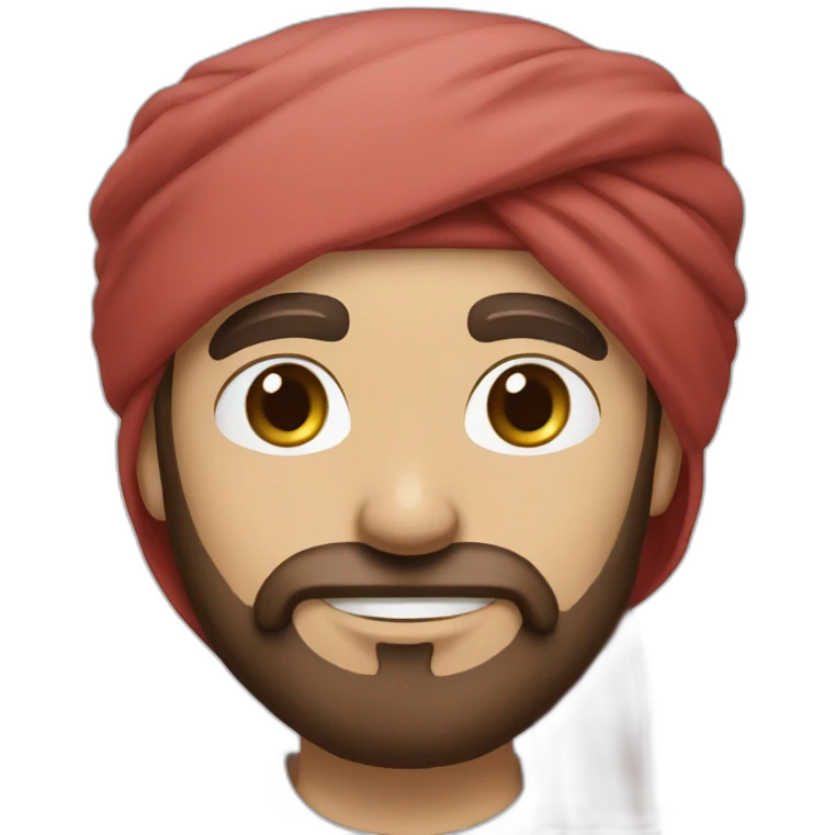 red white Arab turban and dark brown beard white male emoji
