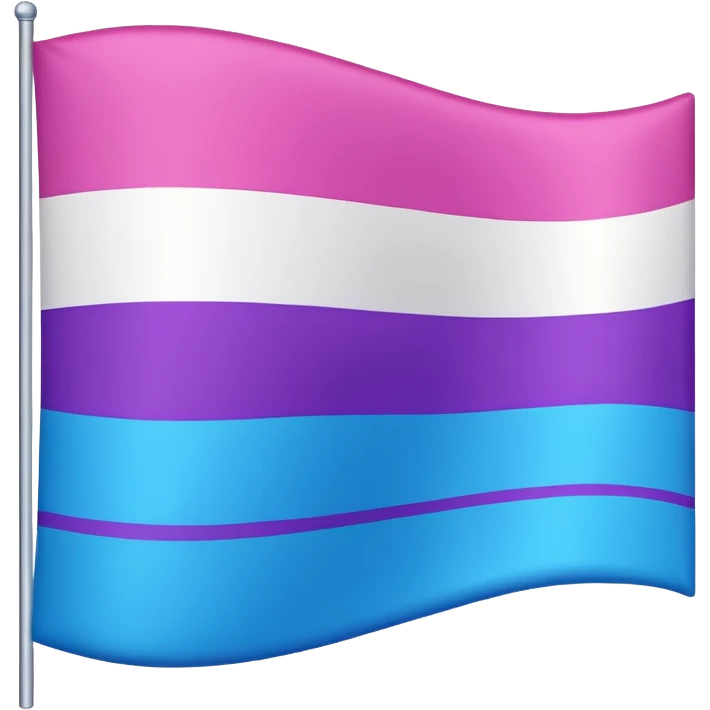 I want a flag, I want the first stripe at the top of the flag to be pink 🩷. I want The middle stripe to be the color purple 💜. And finally the bottom stripe I want the color blue 💙. Only those three colors in that exact order, pink, purple, blue. Make the colors more vibrant emoji