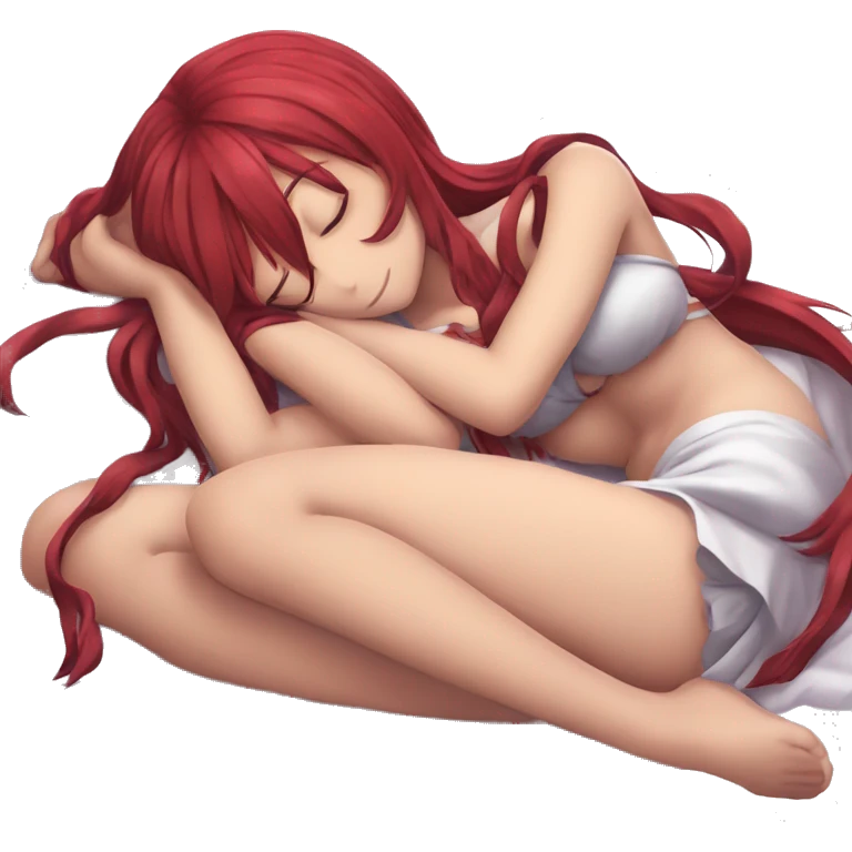 full body sleeping Rias Gremory anime style art emoji