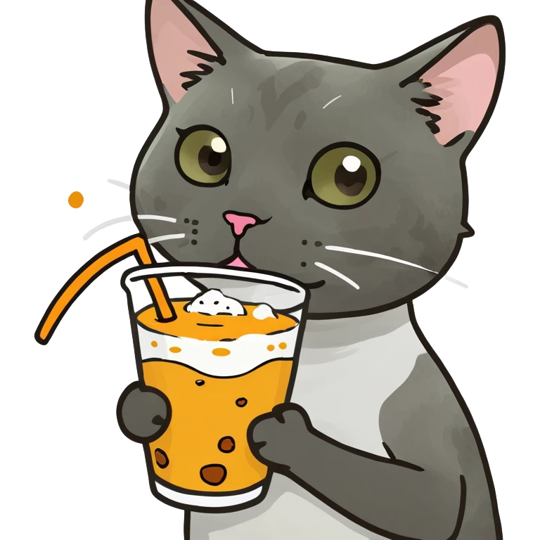 Cat drinking Boba emoji