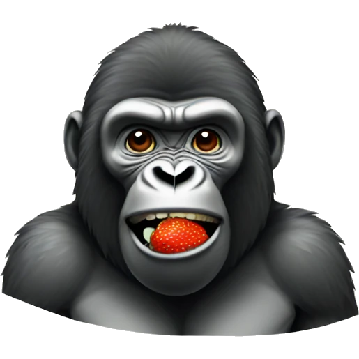 gorilla eating strawberry emoji