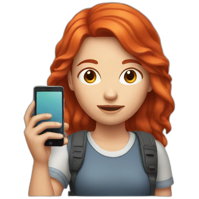 Red Hair girl with Smartphone  emoji