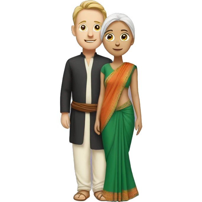 White man and woman in sari emoji