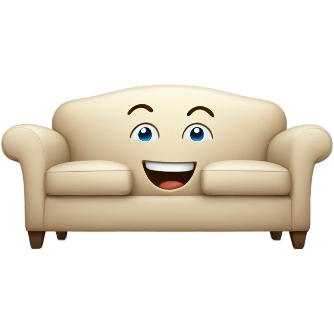 sofa with laughing face on it emoji