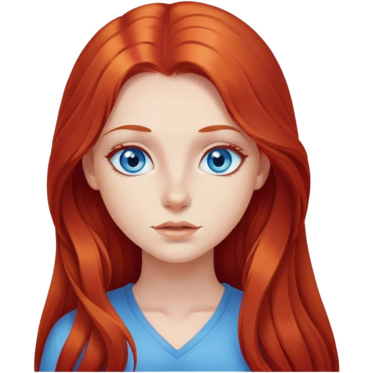 Girl with long red hair and blue eyes  emoji