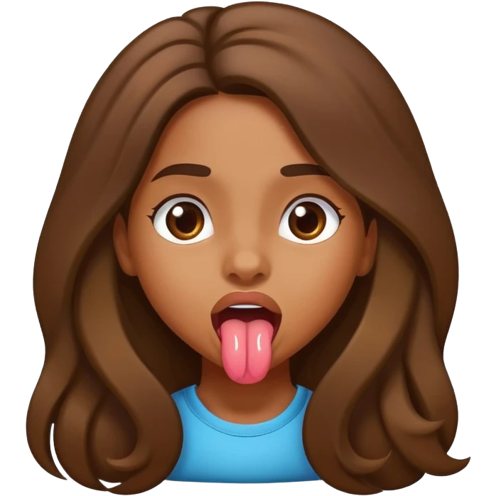 brownskin girl with long hair sticking out her tongue  emoji