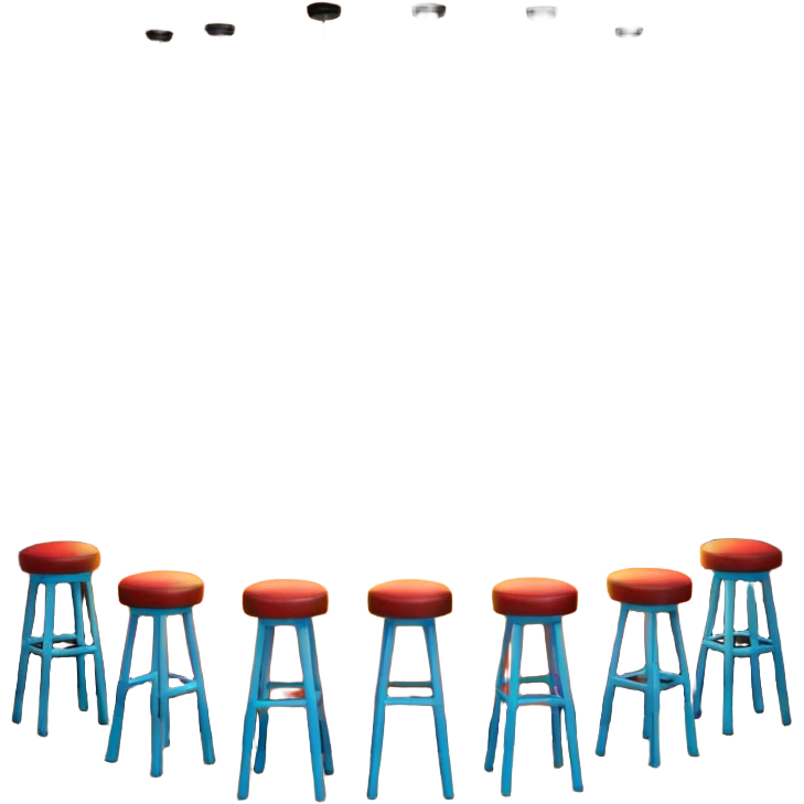 A 3D cartoon bar interior with a counter, glowing shelves of colorful bottles, tall stools, and hanging lights, warm ambient lighting, realistic reflections, Memoji-style. Photo Frame. Negative : Transparent. emoji