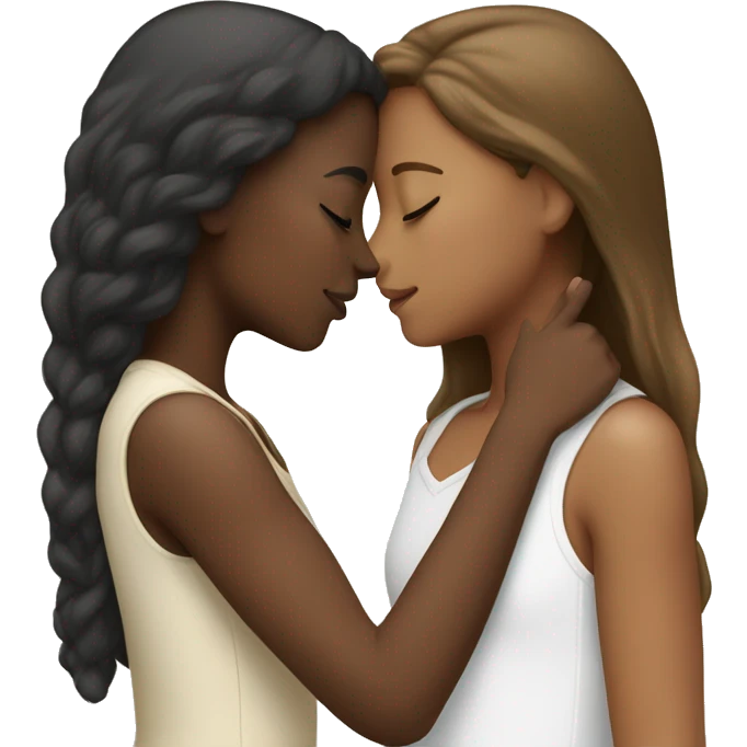 Two girls kissing one white and the other white skin color  emoji