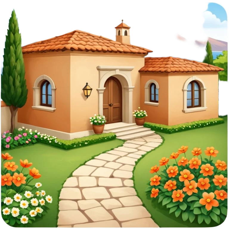 Mediterranean house with garden emoji