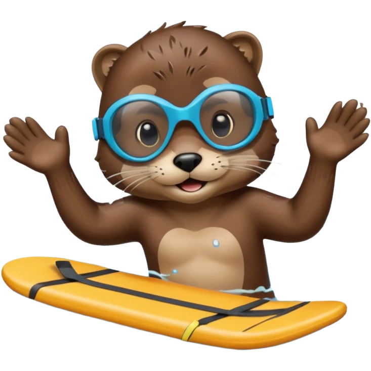 A sleek otter swimmer wearing goggles, splashing through the pool with tiny floating kickboard. emoji