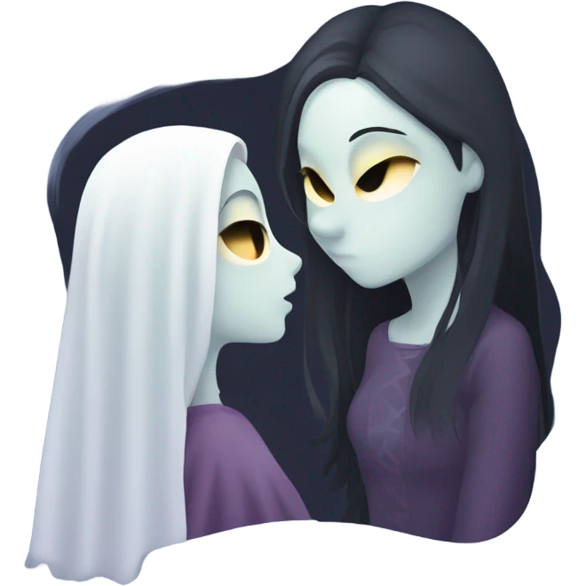 Ghost kissing Mae vampire emoji