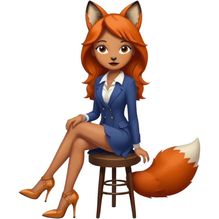 Pretty girl with caramel skin and freckles. Dressed as a fox wearing heels emoji