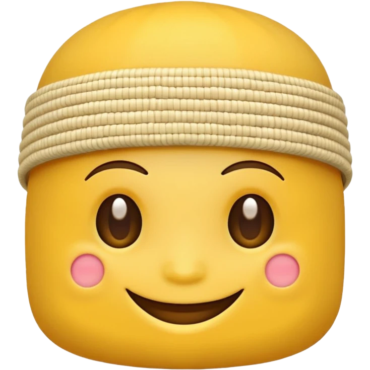 Kufi hat on smiling yellow emoji emoji