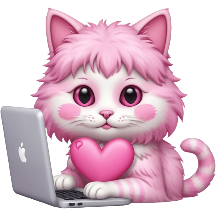 Pink pretty cute heart cat computer  emoji