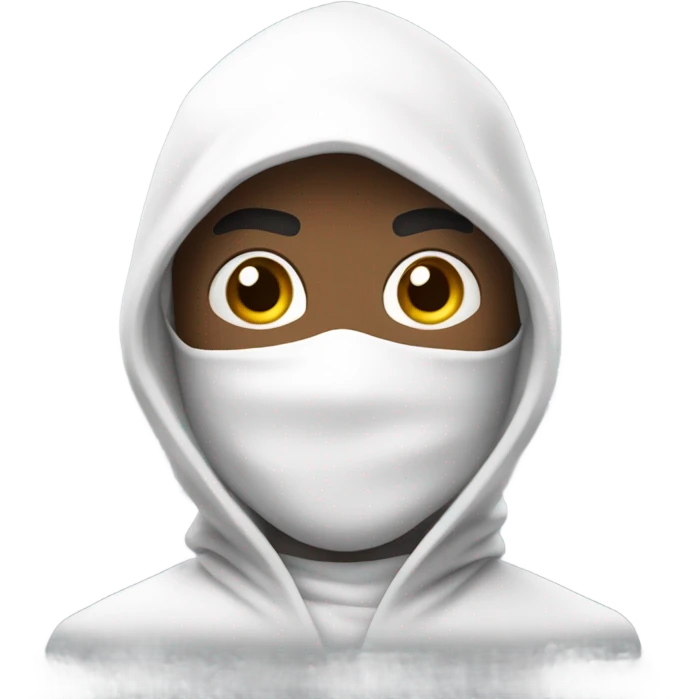 Guy dressed as a white ninja emoji