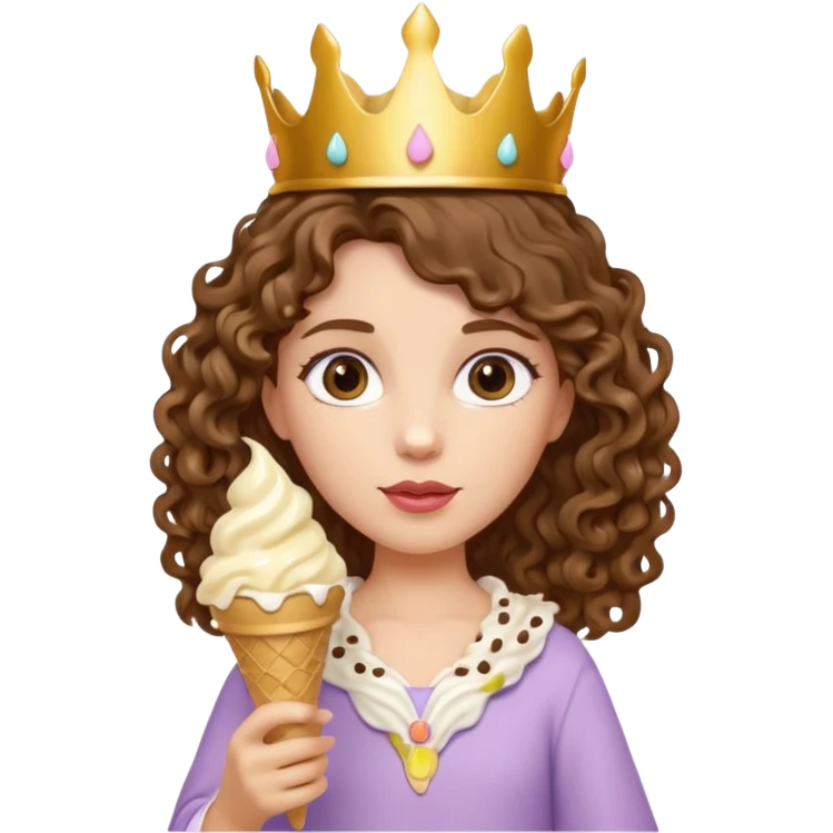curly haired crowned princesswith ice cream emoji