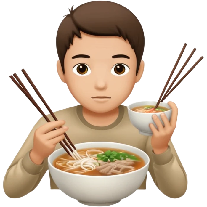 can you generate me a avatar of a male eating a bowl of pho? make it more anime emoji