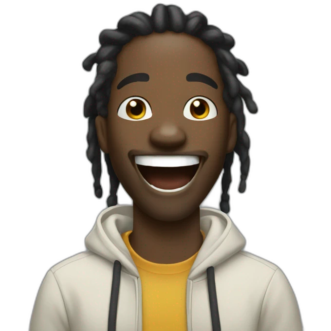 Black man with dreadlocksand hoodie laughing emoji