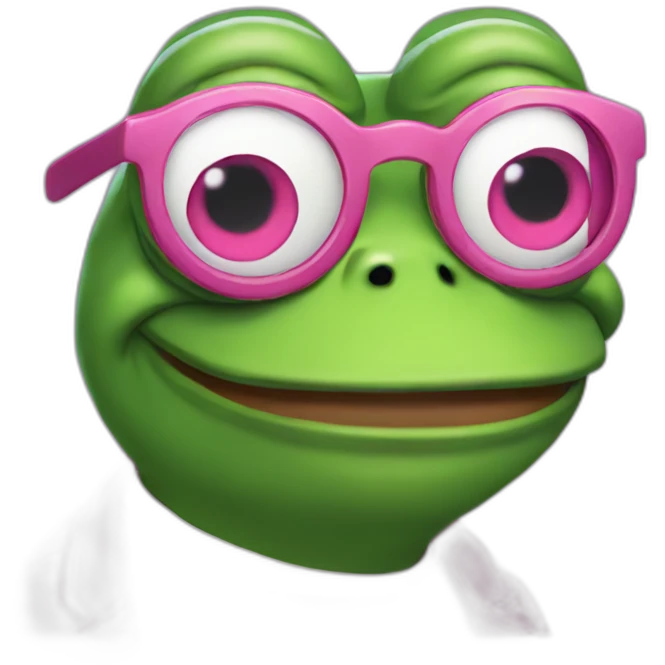 pepe the frog wearing glasses and with pink hair emoji