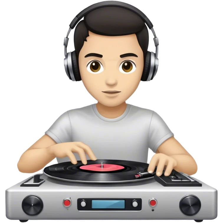 Light skinned Dj with dark hair on record player emoji