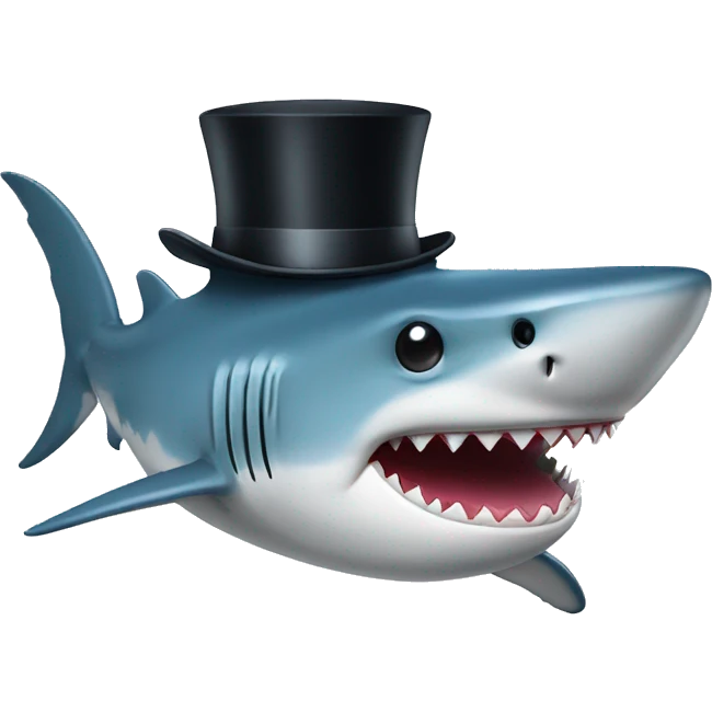 Shark with a top hat emoji