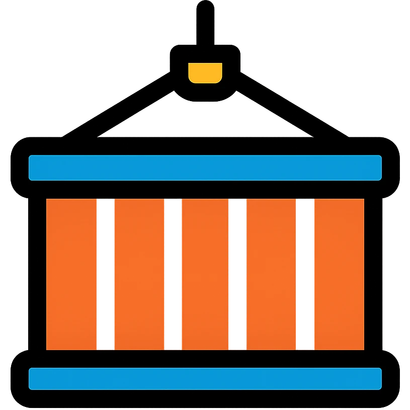 colored icon of a shipping container representing goods emoji