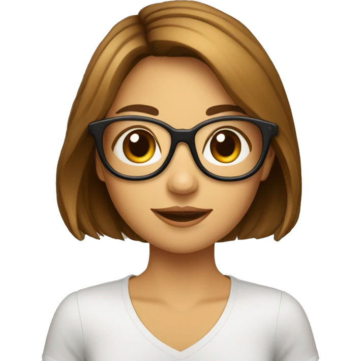 fille avec une coupe au carré chatain avec des lunettes emoji