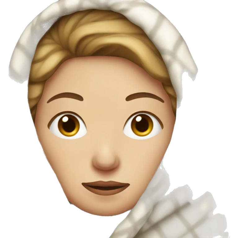 white woman with cold face and blanket emoji
