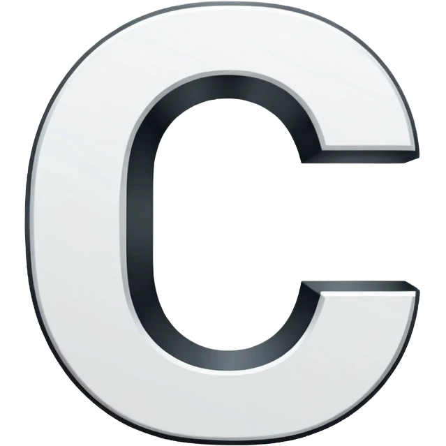 Minimal emoji of a bold capital letter “C” with a single diagonal slash cutting through it from top-left to bottom-right. Clean, flat design, high contrast, readable at small sizes, tech/startup style. Black background. emoji