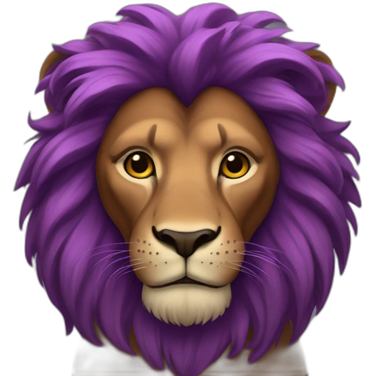 Brown skin humanoid lion with purple hair emoji