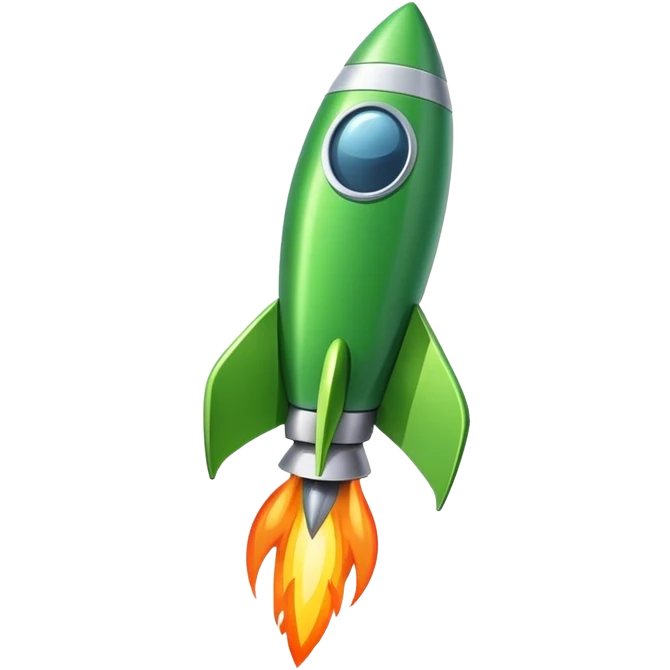 cinematic realistic 3d green Rocket signboard emoji