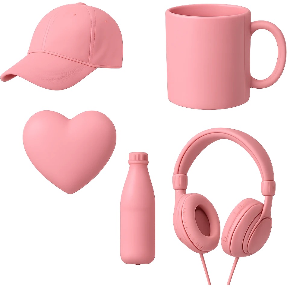 pink objects, no background emoji