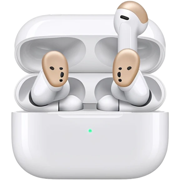 	•	Wearing white wireless earbuds emoji