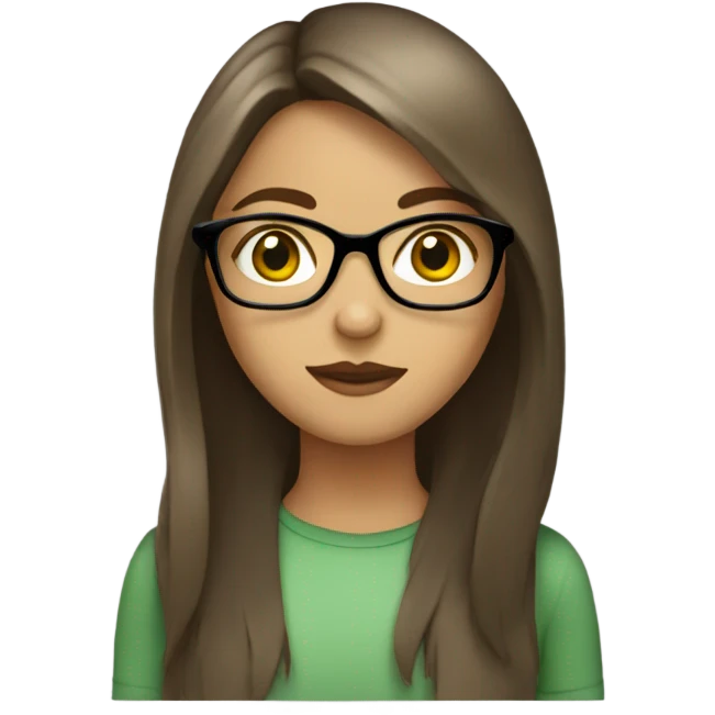Girl with green eyes and and Longbob Brown Hair  and she wears glasses emoji