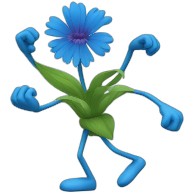 flower head blue body two arms two legs dancing emoji