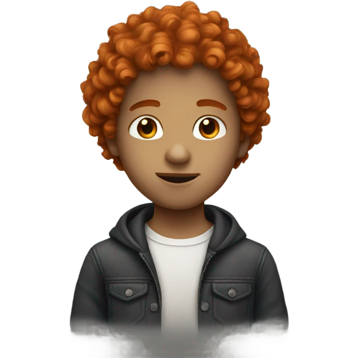 White skin dark orange curly hair boy  emoji