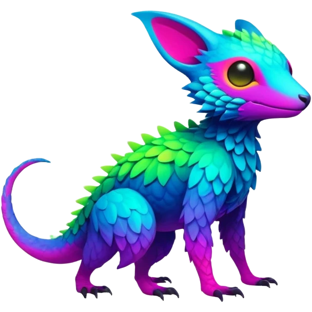 lush vibrant-colored colorful neon-colored Fakémon-Trico-creature (full body) emoji