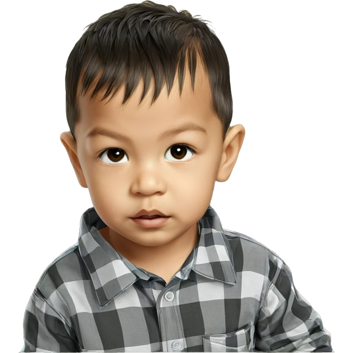 male child gazing at viewer emoji