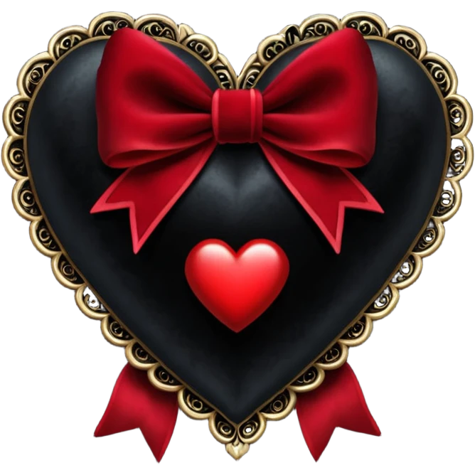 heart with a velvet bow, goth emoji