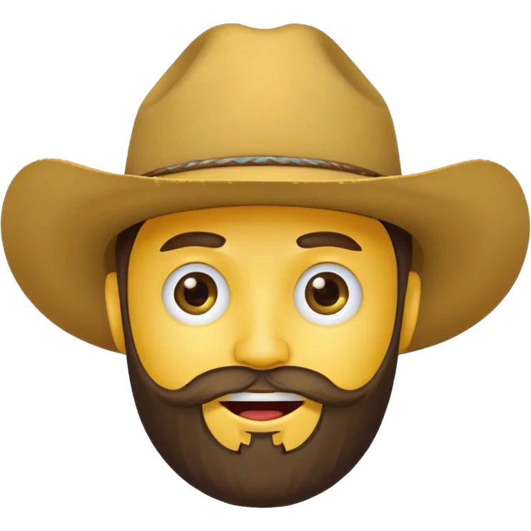 Winking yellow circle face with a beard wearing a cowboy hat emoji