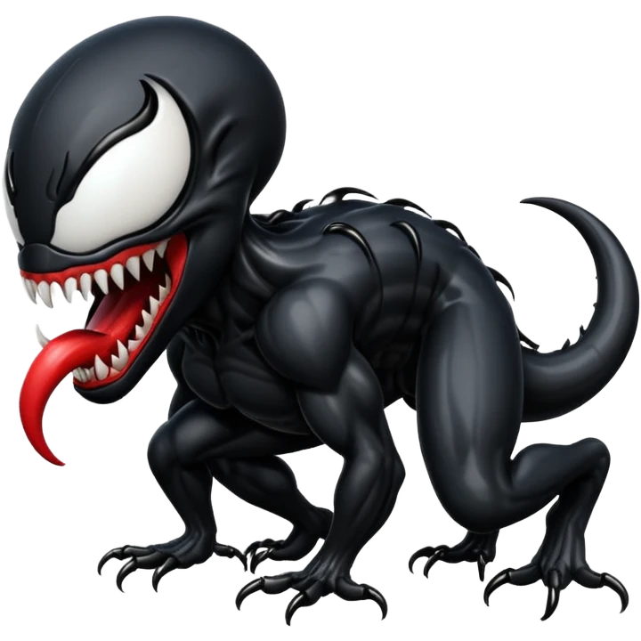 Venom crawling, clean black body, no logos or markings, normal Apple emoji style emoji