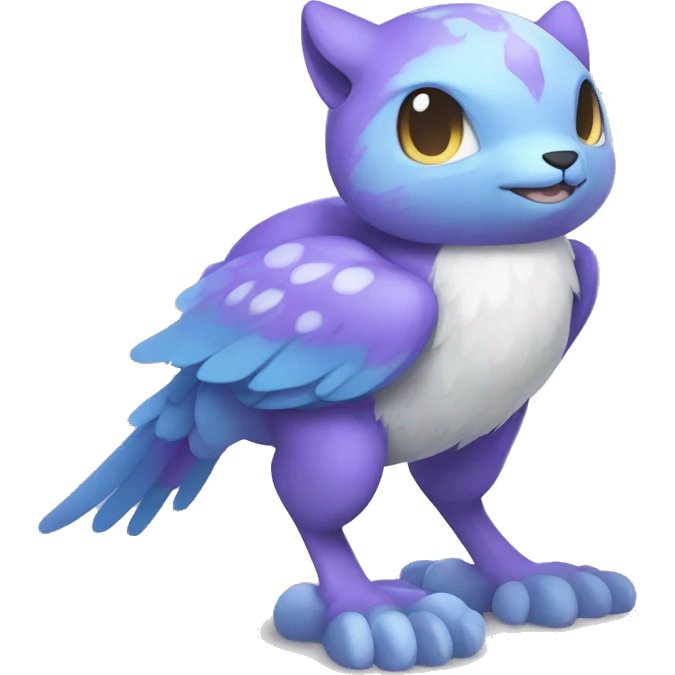 Cute cool purple white blue animal hybrid Fakemon full body emoji