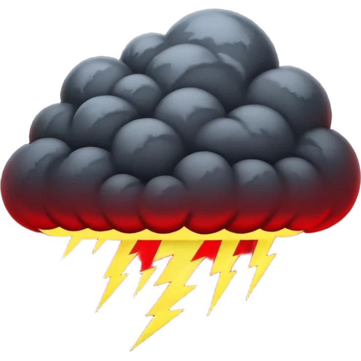 Black storm cloud with dark red lightning emoji