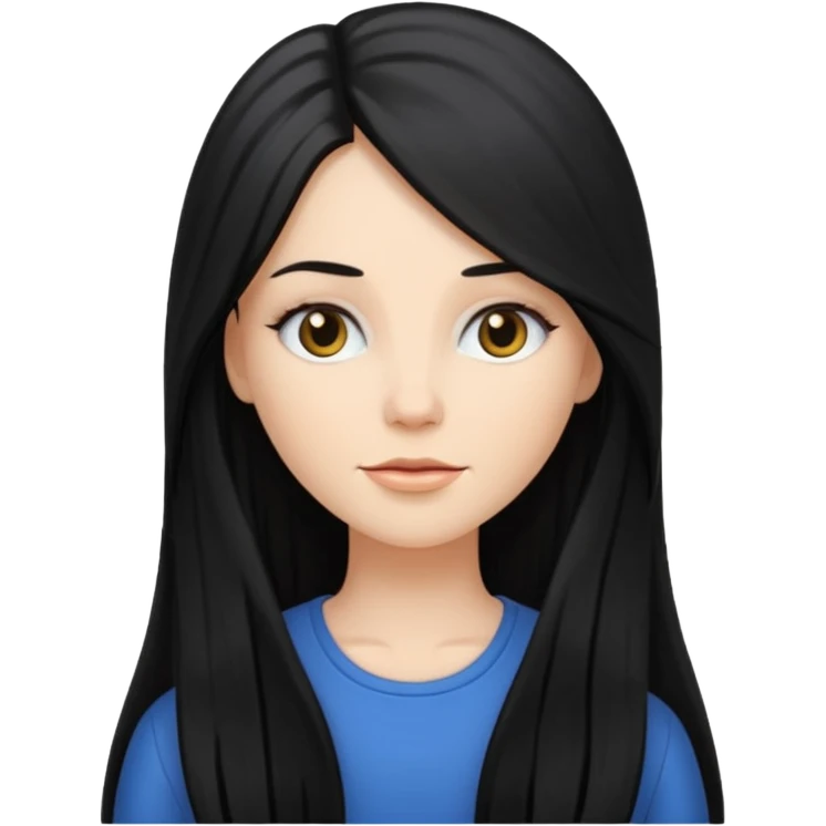 crie uma mulher branca de cabelo longo preto escovado emoji