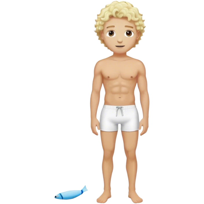 hot handsome blond Man in white swimming shorts with cream curly hairs emoji