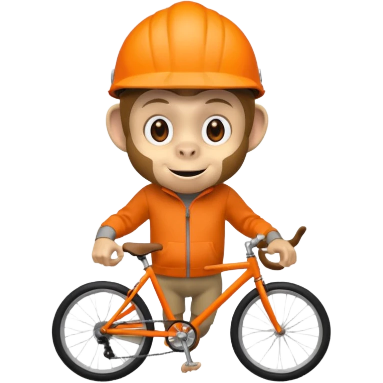 monkey with orange bicycle helmet, sweatshirt emoji