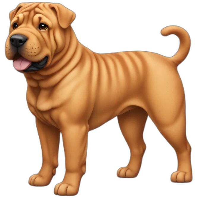 Red Shar-pei dog full body emoji
