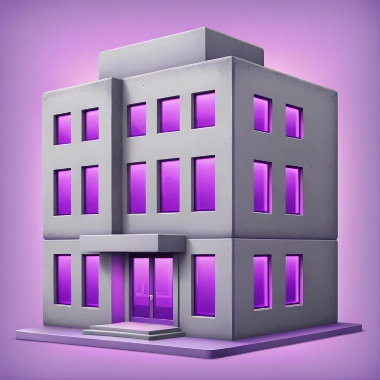 Simple gray building with a single purple window glowing from indoor grow lights emoji