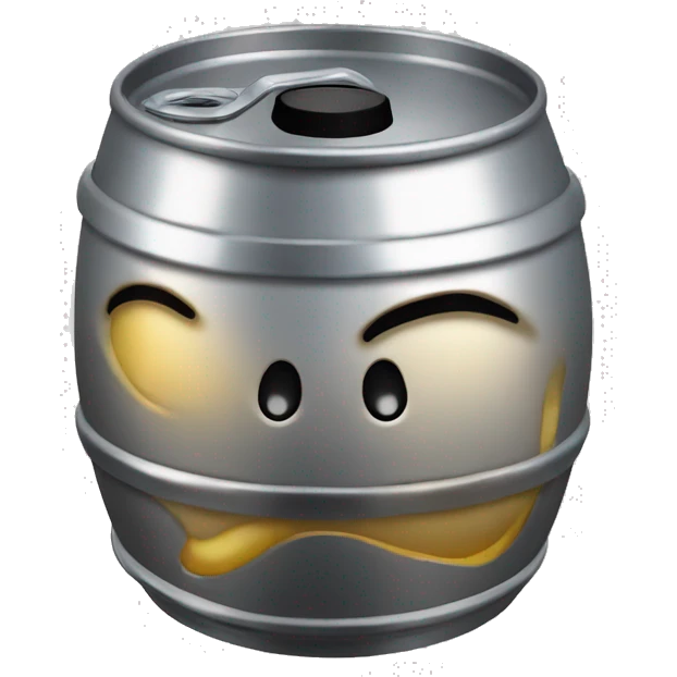 metal beer keg with face in pain emoji